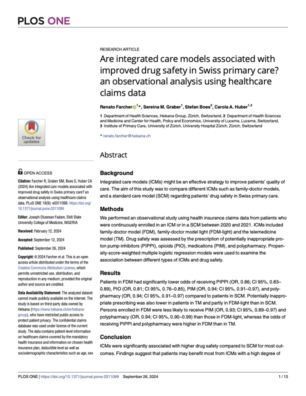 Are integrated care models associated with improved drug safety in Swiss primary care? an observational analysis using healthcare claims data